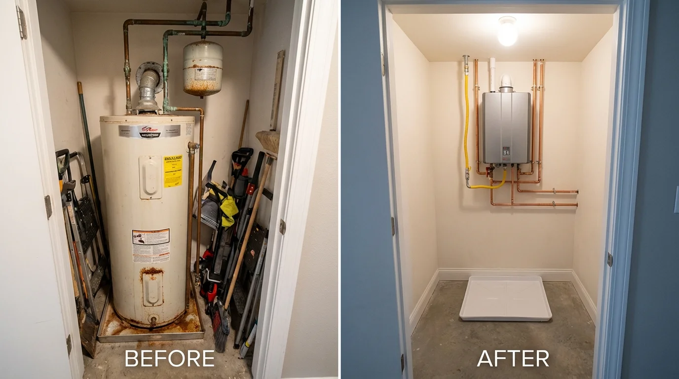 Tank water heater versus wall-mounted tankless unit comparison for Diamond Bar, CA homeowners